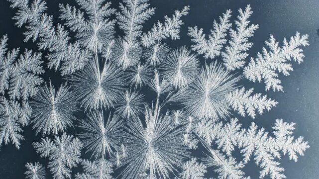 Abstract Macro View of Ice Crystals Forming on a Surface.