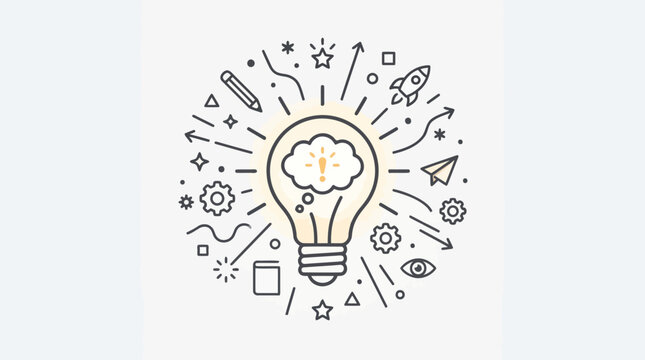 Light bulb with brain inside representing innovation and creativity.