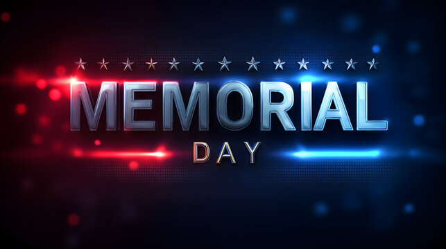 Glowing Neon Memorial Day Text Background