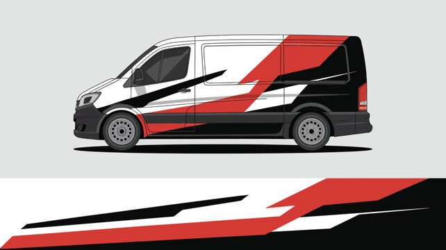 Red Black and White Van Design.