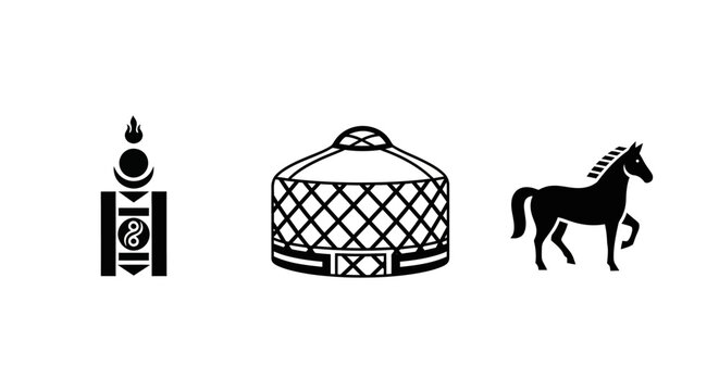 Mongolian Symbols: Soyombo, Ger, and Horse Iconography