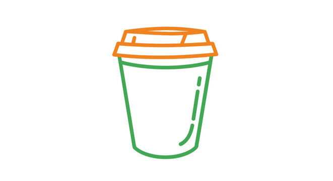 Stylized takeout coffee cup illustration with lid and gradient colors.