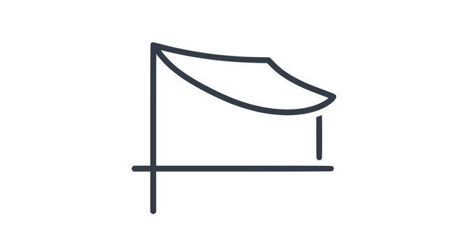 Minimalist line art icon of a modern tent or canopy structure