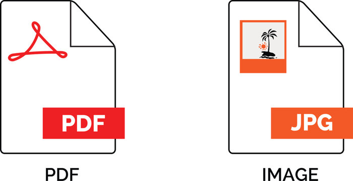 PDF and  JPG File Icons Comparison Vector Graphic for Digital Document Formats