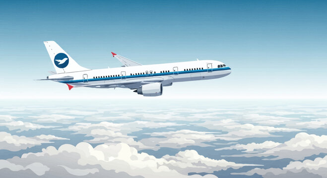 Airplane flying through the sky high 4.