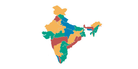Fototapeta premium Colorful Map of India States.