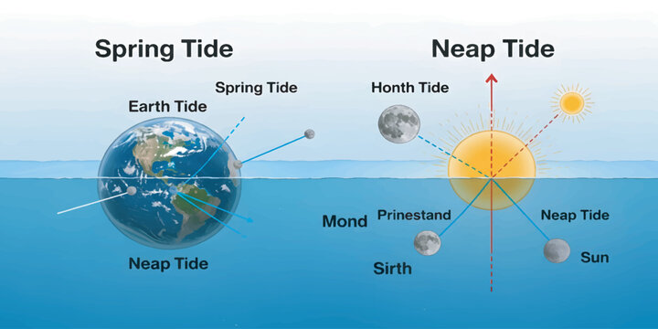 Tides and Moon Phases Diagram.