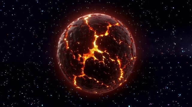 Futuristic Disaster Planet with Lava and Explosive Heat