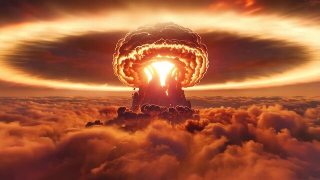 Massive Atomic Bomb Mushroom Cloud in Sky