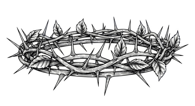Crown of Thorns, Religious Symbol, Jesus Christ Suffering, Easter, Christianity, Black and White