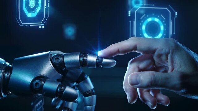 Future Technology Concept with Human and Robot Hands