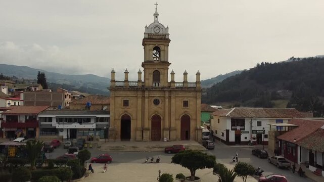 Pesca, Boyaca - Colombia. March 3, 2026. Aerial view with drone, it is one of the 123 municipalities of the department