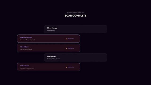 Encrypted threat detection system scanning through network data for potential cyber security vulnerabilities