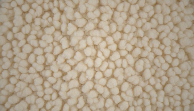 A close-up texture shot of a thick, off-white high-pile shag rug or carpet material with a soft, nubby appearance.