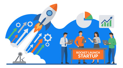 Fototapeta premium Rocket Launch Startup Business Concept