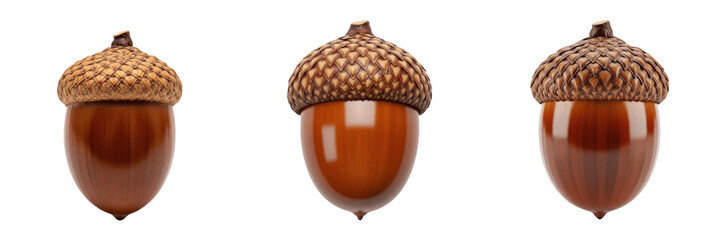 Single Brown Oak Tree Acorn Isolated on White Background, PNG © Zra