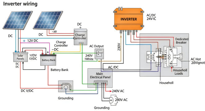 Inverter wiring diagram for solar panel system