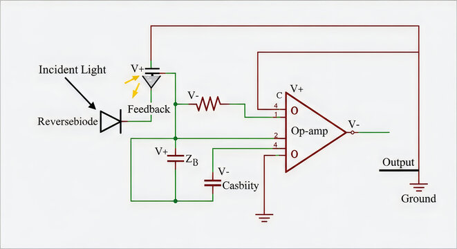 Light controlled op-amp circuit diagram