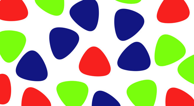 Seamless Pattern of Colorful Guitar Picks - Red, Blue, Green on White Background