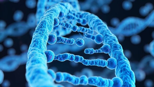 Abstract 3D Rendering of a Blue DNA Double Helix Structure 1.