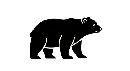 Fototapeta premium Black bear silhouette walking right.
