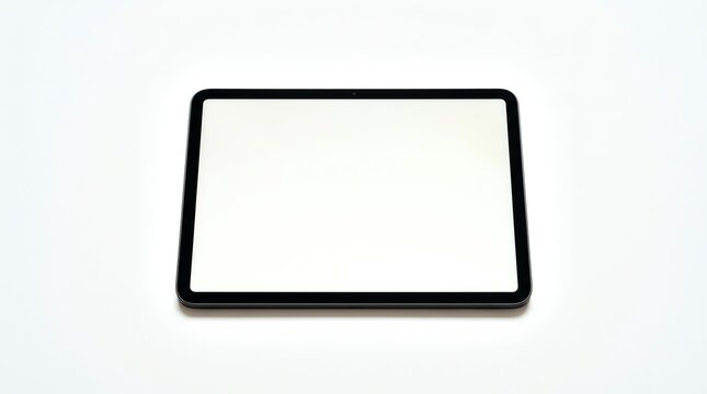 Modern digital tablet device with a blank white screen, offering a clean display for content, mockups, or app presentation, isolated on a bright background