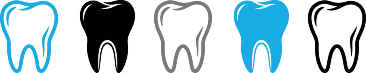 Obraz premium Dental tooth logos and icons in various colors