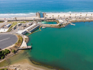 Fototapeta premium Aerial View Of Carlsbad Desalination Plant And Pacific Ocean