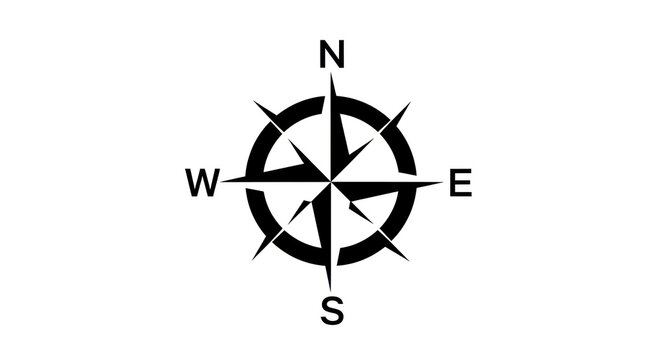 Black compass navigation symbol icon.