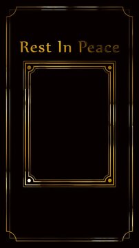 rest in peace gold photo frame on the green screen background