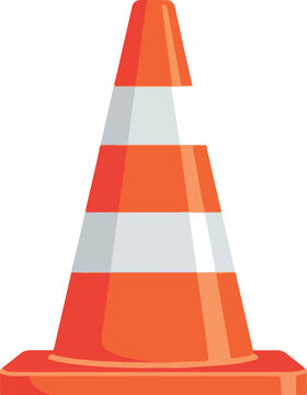 Orange traffic cone with white stripes.