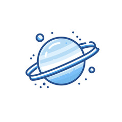 Fototapeta premium Blue planet with rings illustration in outer space