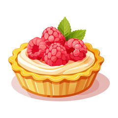Freshly Picked raspberry fruit tart with green mint leaf for cooking healthy meal ingredient and nutrition in kitchen daily life - Vector Illustration © powdesign