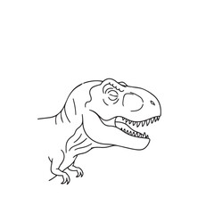 Black and white line art illustration of a tyrannosaurus rex dinosaur head © Mst Rahema Begum
