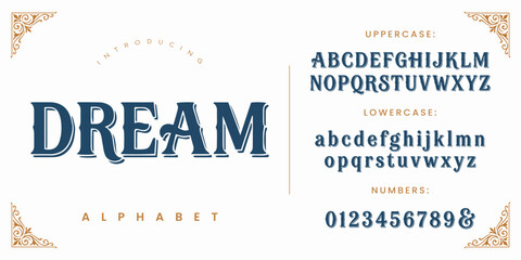 Dream vintage decorative serif font with inline shadow effect for nostalgic branding and retro poster design © happy