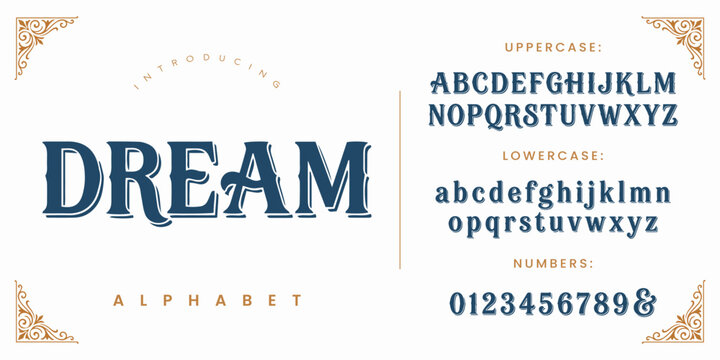 Dream vintage decorative serif font with inline shadow effect for nostalgic branding and retro poster design
