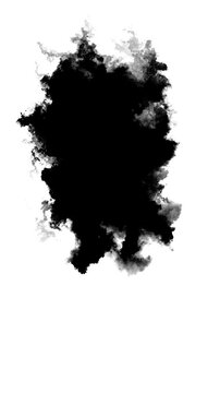Ink smoke transition effect with black cloudy plume, white isolated background, soft fluid edges. logo reveals, dramatic overlays, alpha masks, abstract scenes, cinematic edits, motion graphics.