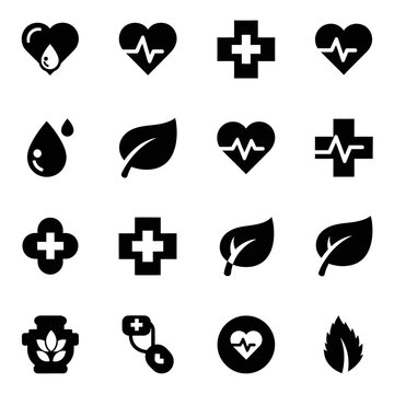 Medical health care symbols icons set.