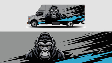 Gorilla on a delivery truck vehicle. © IP STOCK