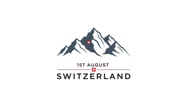 Mountain range with red dot Switzerland.