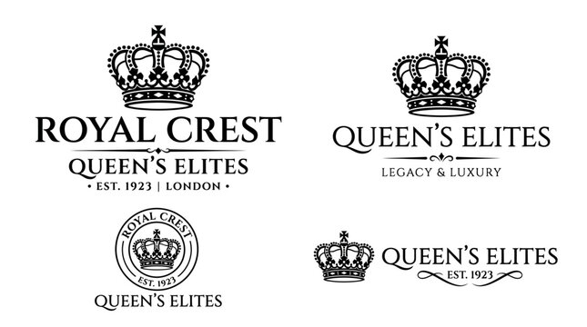 Black and white royal crowns logos.