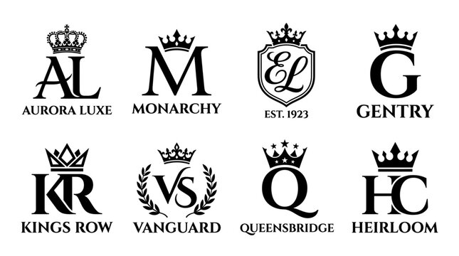 Black and white luxury crests logos.