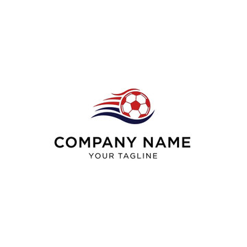 Dynamic Soccer Ball Logo with American Flag Elements for Sports Company Branding.