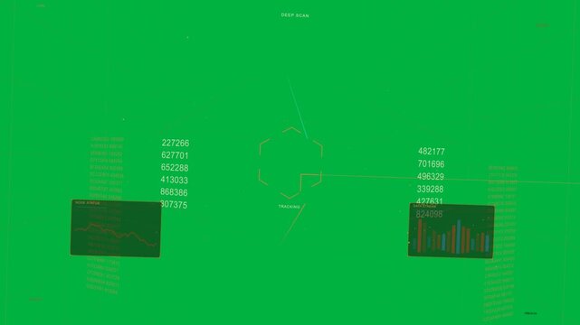 Blue scan approaching, octagon reticle tracking for scan, panels updating on transparent background