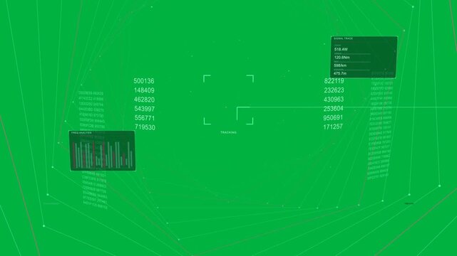 Tracking ping starting HUD, rings spinning inward, updating data, locking vector on transparent bg
