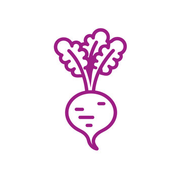 Minimalist purple beet line art icon