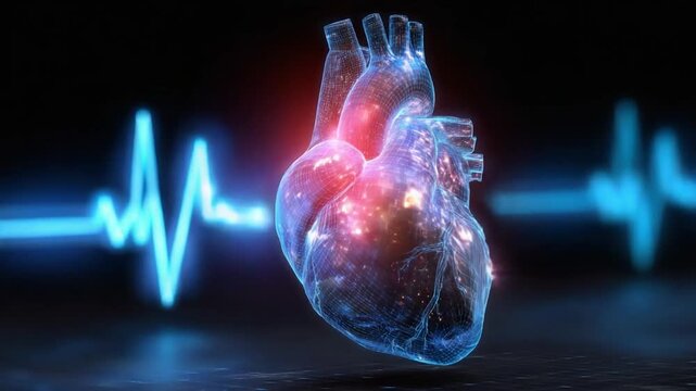 Vivid Heartbeat: A mesmerizing image of the human heart, radiating with energy, set against a dynamic backdrop of a vibrant heartbeat. A captivating visual of life's essential rhythm.