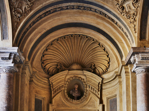 Baroque architectural detail of the Palazzo Madama in Turin, Italy