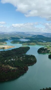 Aerial Video Da Lat Vietnam Panorama Lake and City View