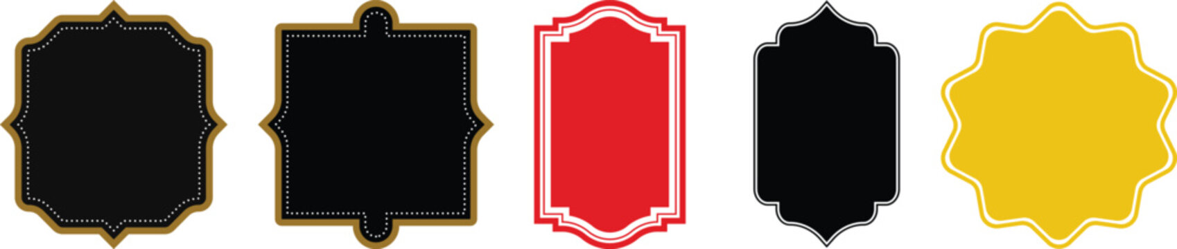 Rustic banner vector collection, vintage panel vector.Set of vintage label and badges shape collections. Vector illustration. Black template for patch, insignias, overlay.